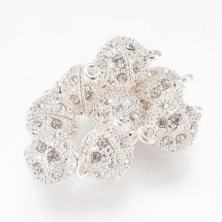 Alloy Rhinestone Magnetic Clasps with Loops RB-H116-2-S-1