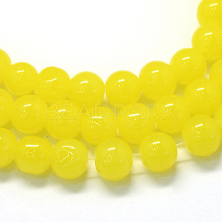 Baking Paint Imitation Jade Glass Round Bead Strands X-DGLA-Q021-10mm-24-1