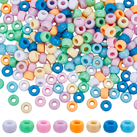 800Pcs 8 Colors Opaque Plastic Beads KY-SC0001-87-1