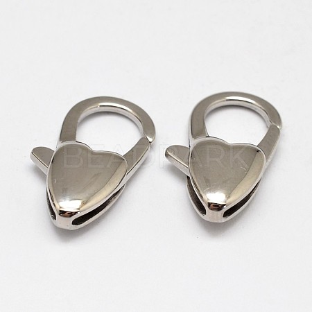 Tarnish Resistant Heart 304 Stainless Steel Lobster Claw Clasps STAS-D069-03-1