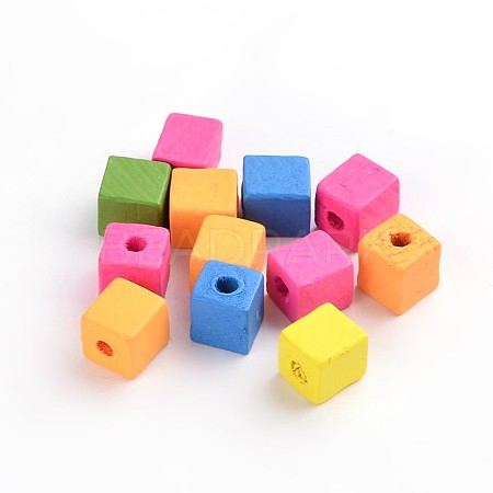   Cube Wood Beads WOOD-PH0008-01-1