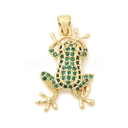Brass Micro Pave Cubic Zirconia Pendants X-KK-H529-55B-G-1