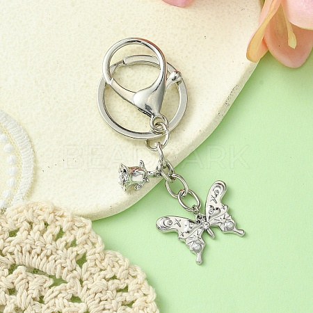 Alloy Rhineston and ABS Plastic Pearl Keychain KEYC-YW00028-01-1