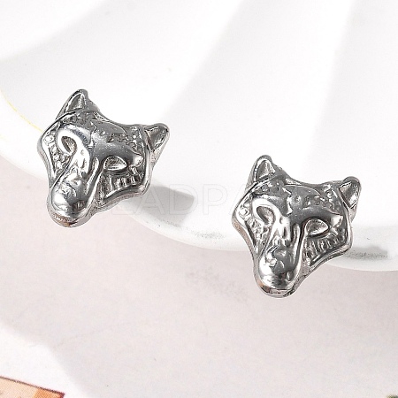 304 Stainless Steel Wolf Clip-on Earrings EJEW-B116-02P-1