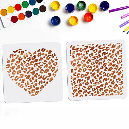 2Pcs 2 Styles PET Hollow Out Drawing Painting Stencils DIY-WH0411-050-1