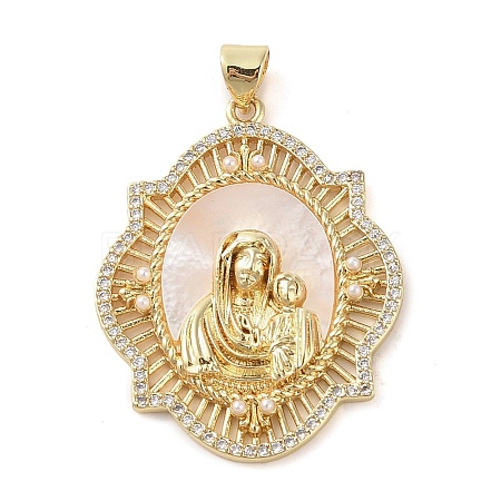 Brass Micro Pave Clear Cubic Zirconia Pendants KK-Q813-16D-G-1
