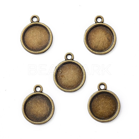 Flat Round Alloy Pendant Cabochon Settings PALLOY-N0088-38AB-NF-1