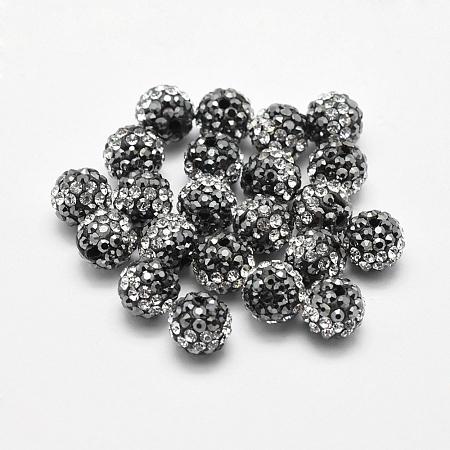 Handmade Polymer Clay Rhinestone Beads RB-L030-19A-10mm-1