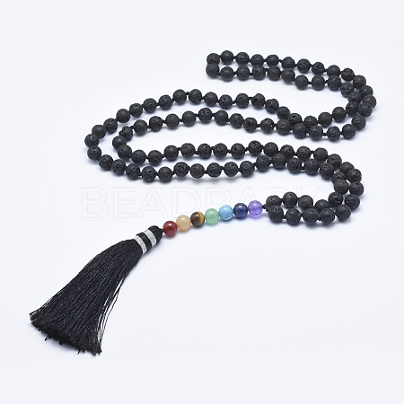 Nylon Tassel Pendant Necklace NJEW-E471-01C-1