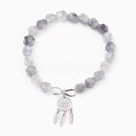 Natural Cloudy Quartz Beads Charm Bracelets BJEW-O162-D02-1