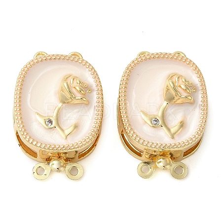 Brass Micro Pave Clear Cubic Zirconia with Enamel Box Clasps KK-G505-02G-1
