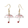 5 Pairs 5 Color Acrylic Umbrella with ABS Plastic Beaded Dangle Earrings EJEW-JE05094-4