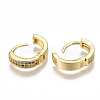 Brass Micro Pave Cubic Zirconia(Random Mixed Color) Hoop Earrings EJEW-S201-60-2