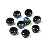 Flower Printed Opaque Acrylic Rondelle Beads SACR-S305-27-D02-1