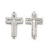 Brass Micro Pave Clear Cubic Zirconia Connector Charms KK-E068-VB325-2