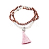 (Jewelry Parties Factory Sale)Hamsa Hand /Hand of Miriam Lotus Tassel Pendant Necklace for Girl Women NJEW-JN03661-1