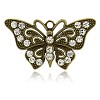 Antique Bronze Plated Butterfly Alloy Rhinestone Big Pendants RB-J234-01AB-NF-1