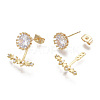 Brass Micro Pave Clear Cubic Zirconia Stud Earrings EJEW-T011-008-NF-3