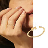 1Pc Letter Brass Rhinestone Open Cuff Rings for Women AJEW-LP0004-47N-G-1