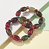 Natural Agate Bead Stretch Bracelets G-P570-01F-2