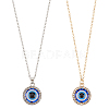 ANATTASOUL 2Pcs 2 Colors Blue Plastic Evil Eye with Crystal Rhinestone Pendant Necklaces Set NJEW-AN0001-25-1