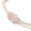 Natural Rose Quartz Chip Beaded Necklace for Girl Women NJEW-TA00016-02-5