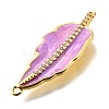 Brass Micro Pave Clear Cubic Zirconia Enamel Leaf Connector Charms KK-V011-25G-2