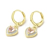 Heart Real 18K Gold Plated Brass Dangle Leverback Earrings EJEW-L268-025G-03-1