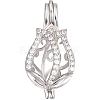 Beebeecraft 1Pc Rhodium Plated 925 Sterling Silver Empty Bead Cage Pendants STER-BBC0005-69A-1