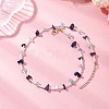 3Pcs 3 Styles Natural Lapis Lazuli & Aquamarine & Amethyst & Rose Quartz & Green Aventurine & Citrine Chip & Glass Seed Baeded Necklaces for Women NJEW-JN05603-4