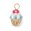Glass Seed Beaded Cupcake Pendants PALLOY-MZ00581-02-1