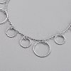 Brass Textured Ring Charm Anklets X-AJEW-B005-09P-2
