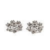 Brass Micro Pave Clear Cubic Zirconia Bead Caps KK-K374-24P-1