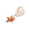 5Pcs 5 Colors Starfish Dyed Synthetic Turquoise & Natural Cowrie Shell Pendants PALLOY-JF03936-5