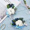 CRASPIRE 2Pcs 2 Style Silk Cloth Rose Flower Boutonniere Brooch & Wrist Corsage AJEW-CP0001-55-7