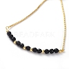Adjustable Natural Dyed & Heated Black Agate Slider Bracelets BJEW-JB04929-01-3
