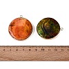 Natural Fire Crackle Agate Coin Pendants G-Q606-55G-3