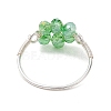 7Pcs 7 Styles Flower Glass Beads Finger Rings RJEW-JR00710-01-5