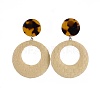 Handmade Raffia Woven Pendants Dangle Earrings Studs EJEW-JE03070-1