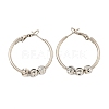 Tarnish Resistant 201 Stainless Steel Beaded Hoop Earrings with 304 Stainless Steel Pin for Women EJEW-F280-25P-1