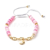 Handmade Disc Polymer Clay Braided Bead Bracelets Set BJEW-JB07407-2