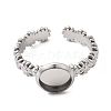 Flower 304 Stainless Steel Cuff Ring Components STAS-P454-05A-P-2