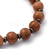 Natural Wood Beaded Stretch Bracelets BJEW-JB05464-01-2