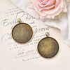 Tibetan Style Flat Round Alloy Big Pendant Cabochon Settings TIBEP-Q049-09AB-NR-5