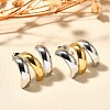 304 Stainless Steel Two Tone Stud Earrings EJEW-F355-05GP-01-1