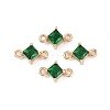Brass Pave Glass Rhombus Links Connector Charms X1-GLAA-Q088-001F-1
