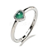 Heart Natural Dyed & Heated Green Onyx Agate Adjustable Rings RJEW-Q818-02P-04-2