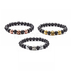 Natural Lava Rock Round Beads Essential Oil Anxiety Aromatherapy Bracelets X1-BJEW-JB06921-1