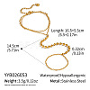 304 Stainless Steel 2-Strand Hand Chain Ring Bracelets with Round Ball for Women HZ7665-6