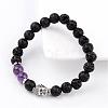 Natural Lava Rock Bead Stretch Bracelets BJEW-JB02273-03-1